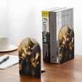 thumbnail image 5 of KLL Luxurious Gold Flow Print Wood Book Ends for Shelves,1 Pair Wood Bookends Book Holder Stand Decorative, Book Stoppers for Heavy Duty Books CD File Video Games, 5 of 8