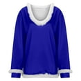 thumbnail image 5 of KHONTS Christmas T Shirts for Women Xmas V Neck Faux Fur Trim Tees Casual Loose Sweatshirts Long Sleeve Pullover Tops Blue XL, 5 of 8