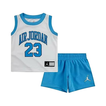 Jordan Jersey and Shorts Set Baby Boys Active Shirts & Tees Size 12M, Color: White/Light Blue