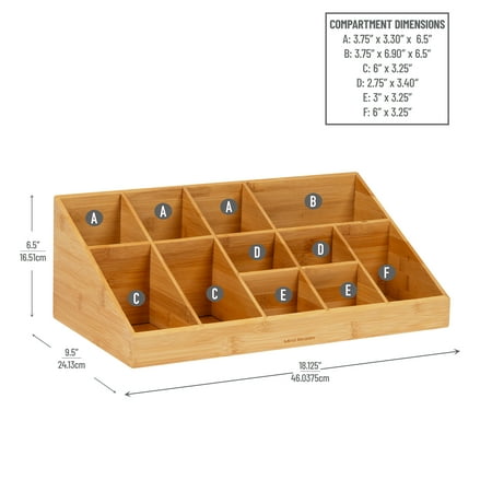 Mind Reader - 11-Compartment Coffee Condiment Organizer - Brown Bamboo