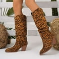 thumbnail image 3 of SACFOF Womens Classic Tall Knee High Block Heel Fashion Boots Animal Print Pointed Toe Chunky Heel Shoes, 3 of 7
