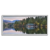 Stupell Industries Outdoor Lake House Landscape Autumn Fir Trees Photography, 30 x 13, Design by Lori Deiter