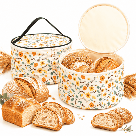 ChrumpTon 2 Pack Beeswax Bread Bags for Sourdough, Reusable Cotton Linen Bread Storage Bags with Zipper, 9.4 x 5.9 in, Bread Keeper Bags for Freezer Storage