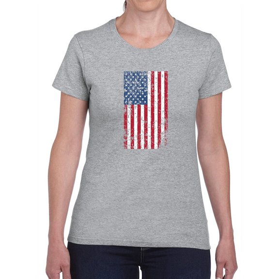 Cool American Grunge Flag Women T-Shirt, Female 3X-Large