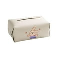 thumbnail image 2 of Porta pañuelos universal para coche, estuche para bolsa de pañuelos de cuero sintético con dibujos animados, dispensador automático de servilletas para reposabrazos de vehículo, Beige, 2 of 8