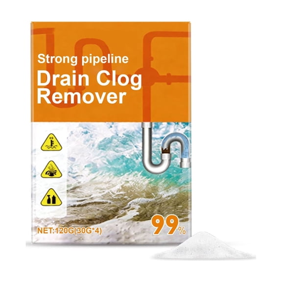 Heavy-Duty Drain Unblocker Powder for Kitchen & Bathroom - Fast-Acting Enzyme & Caustic Solution for Grease, Hair, Food Blockages & Odor Removal