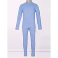 thumbnail image 5 of iEFiEL Kids Girls Two-piece Thermal Underwear Set Solid Color Base Layer Long Sleeve T-shirt with Leggings Blue 9-10, 5 of 7