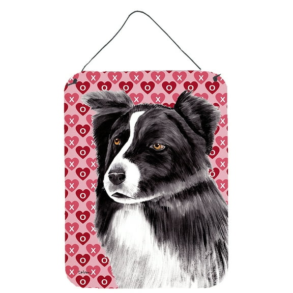 Border Collie Hearts Love and Valentines Day Portrait Wall or Door Hanging Prints