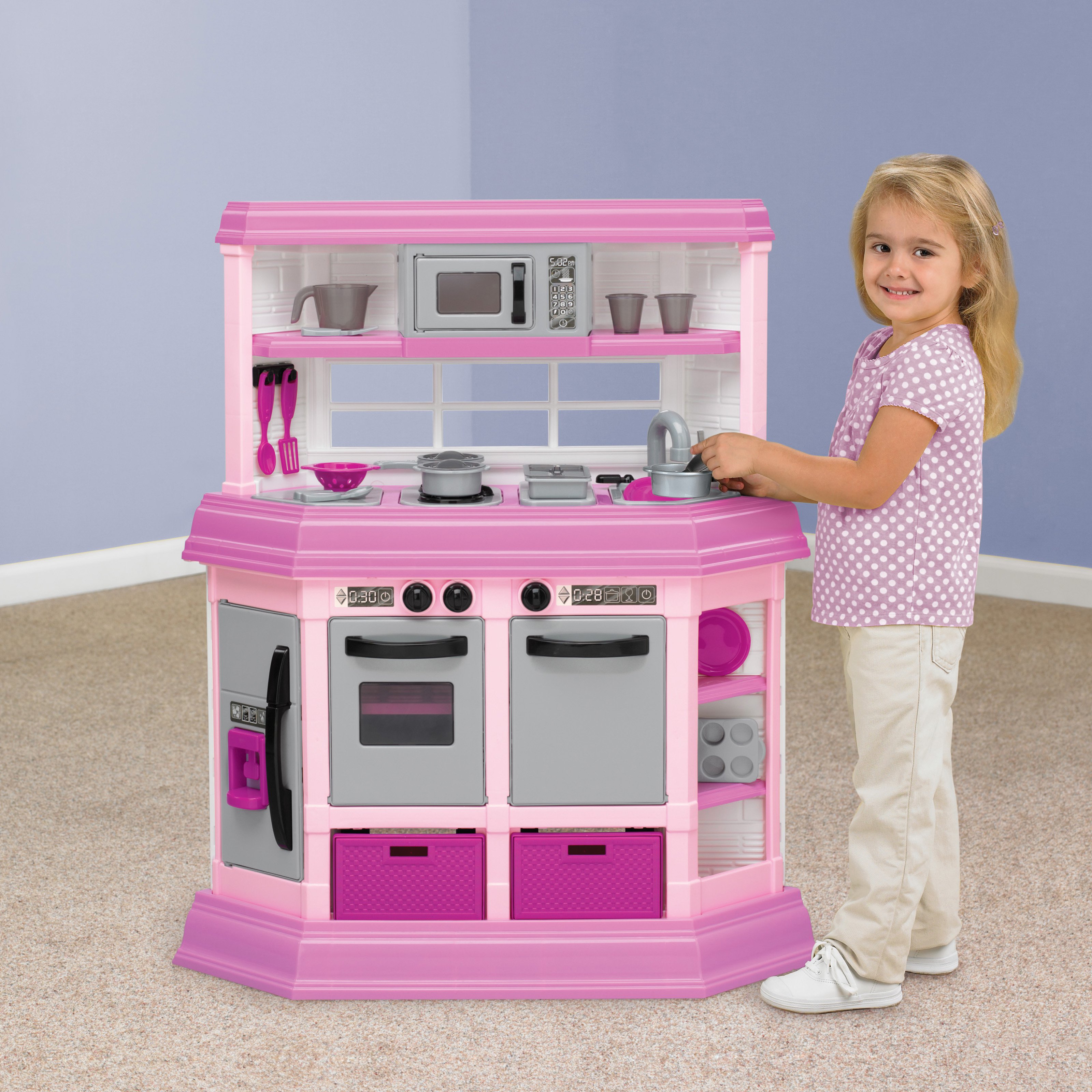 American Plastic Toys Kids Deluxe Custom Play Kitchen with 22 Piece Accessory Play Set - image 2 of 7