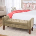thumbnail image 6 of Velvet Upholstered Button Tufted Wooden Bench Settee With Hinged Storage, Beige and Brown - Saltoro Sherpi, 6 of 14