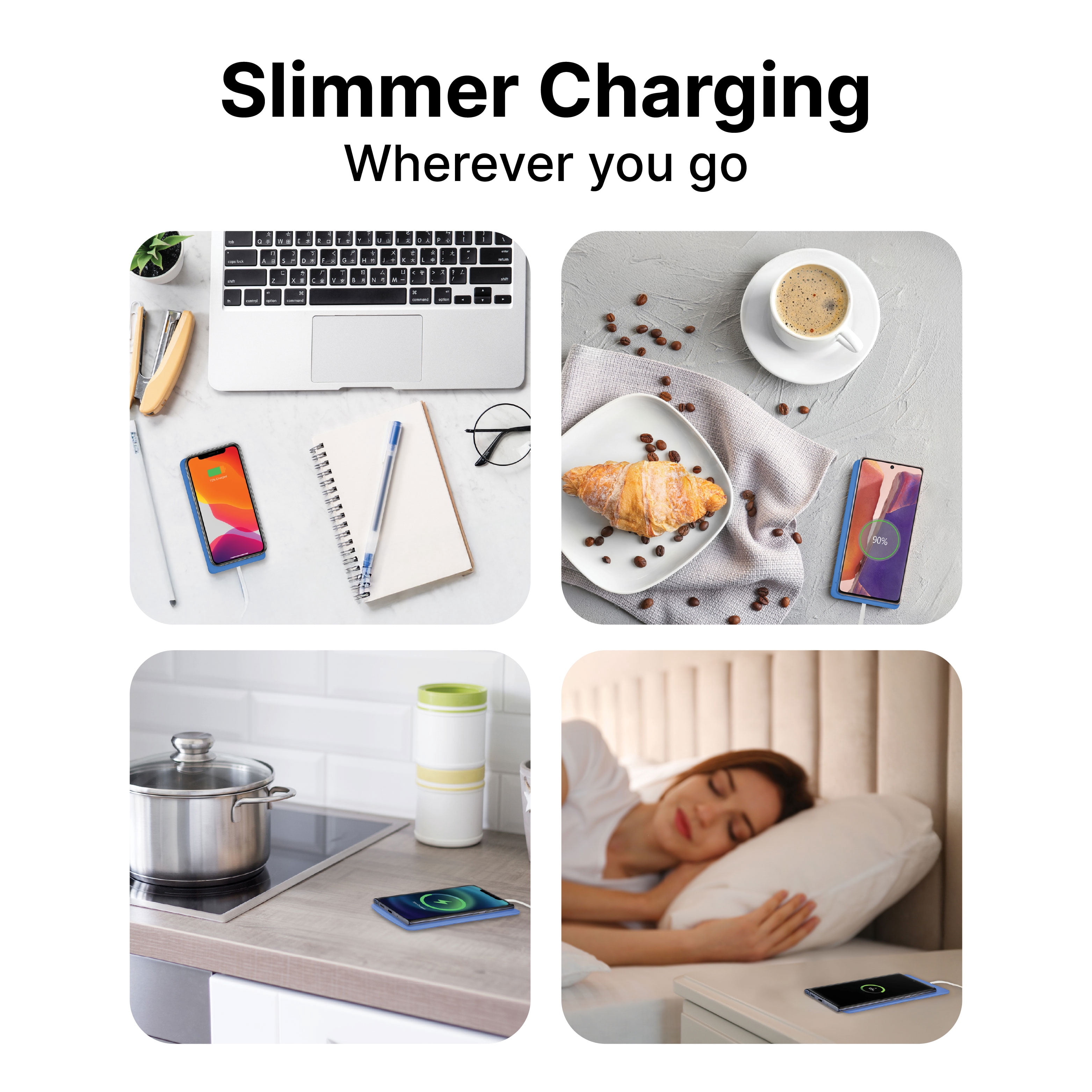 It's Just Smart 15W Ultra Slim Wireless Charger, Fast Universal Wireless Charging Pad for iPhone, Samsung & All Qi Enabled Devices, Black