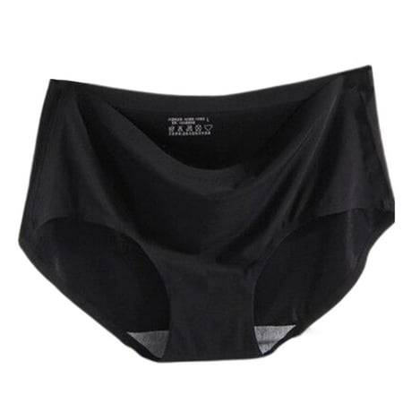 knqrhpse Seamless Underwear for Women No Show Underwear Women Spring/Summer Ice Silk Traceless Breathable Mid Waist Triangle Underwear Cotton Underwear Panties for Women Black S