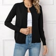 thumbnail image 3 of Women'S Long Sleeve Button Down Crew Neck Classic Sweater Knit Cardigan Black L, 3 of 6