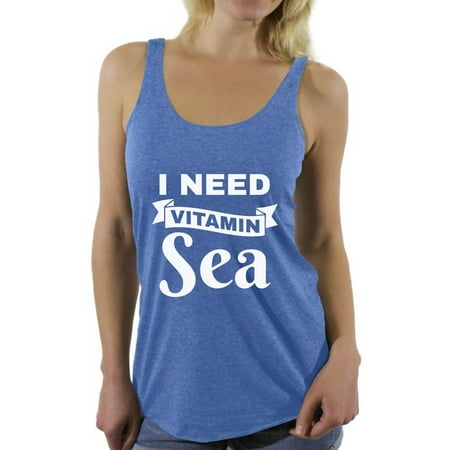 Awkward Styles I Need Vitamin Sea Racerback Tank Top Cute Beach Party Outfit Summer Beach Tank Top for Women Summer Sleeveless Shirt Vacay Vibes Racerback Tank Summer Vacation Shirt for