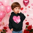 thumbnail image 7 of yoeyez Boys Girls Heart Print Hoodies Toddle Kids Valentine's Day Sweatshirts Hooded Long Sleeve Pullover Tops Casual Holiday Outfit Black,7 Years, 7 of 7