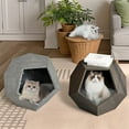 thumbnail image 6 of Pefilos 26" Wooden Cat House, Cat Nest Condo for Large Indoor Cats Kitten Hidden Cave Cat Bed Furniture, Gray, 6 of 7