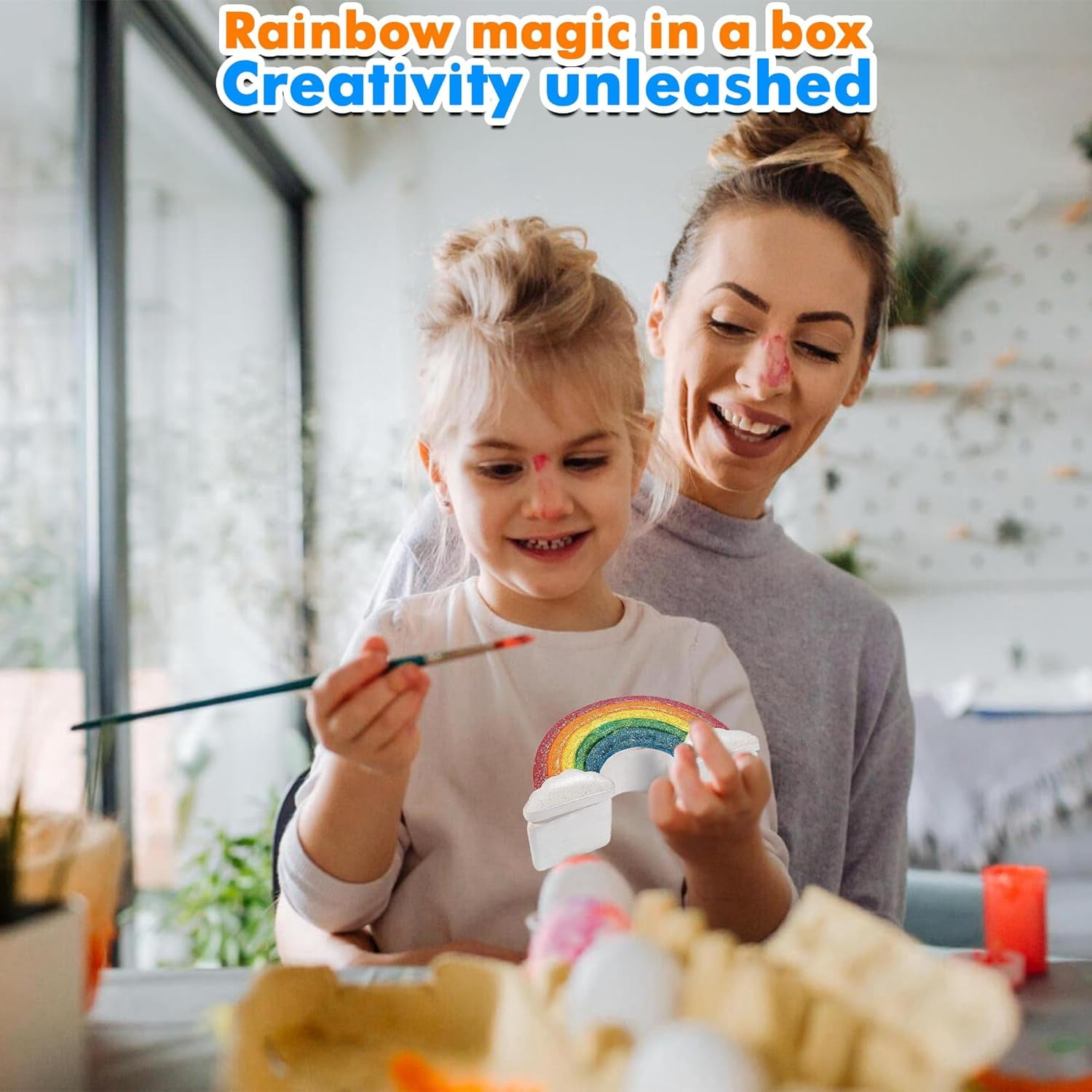 Fun Express 12 Pieces Paint Your Own Ceramic Rainbow Box, DIY Crafts for Kids and Fun Home Activities, Craft Kits