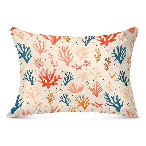 Colorful Sea Corals Plush Pillow Cases Standard Size Ultra Soft Warm Pillowcases with Zipper 20"x26"