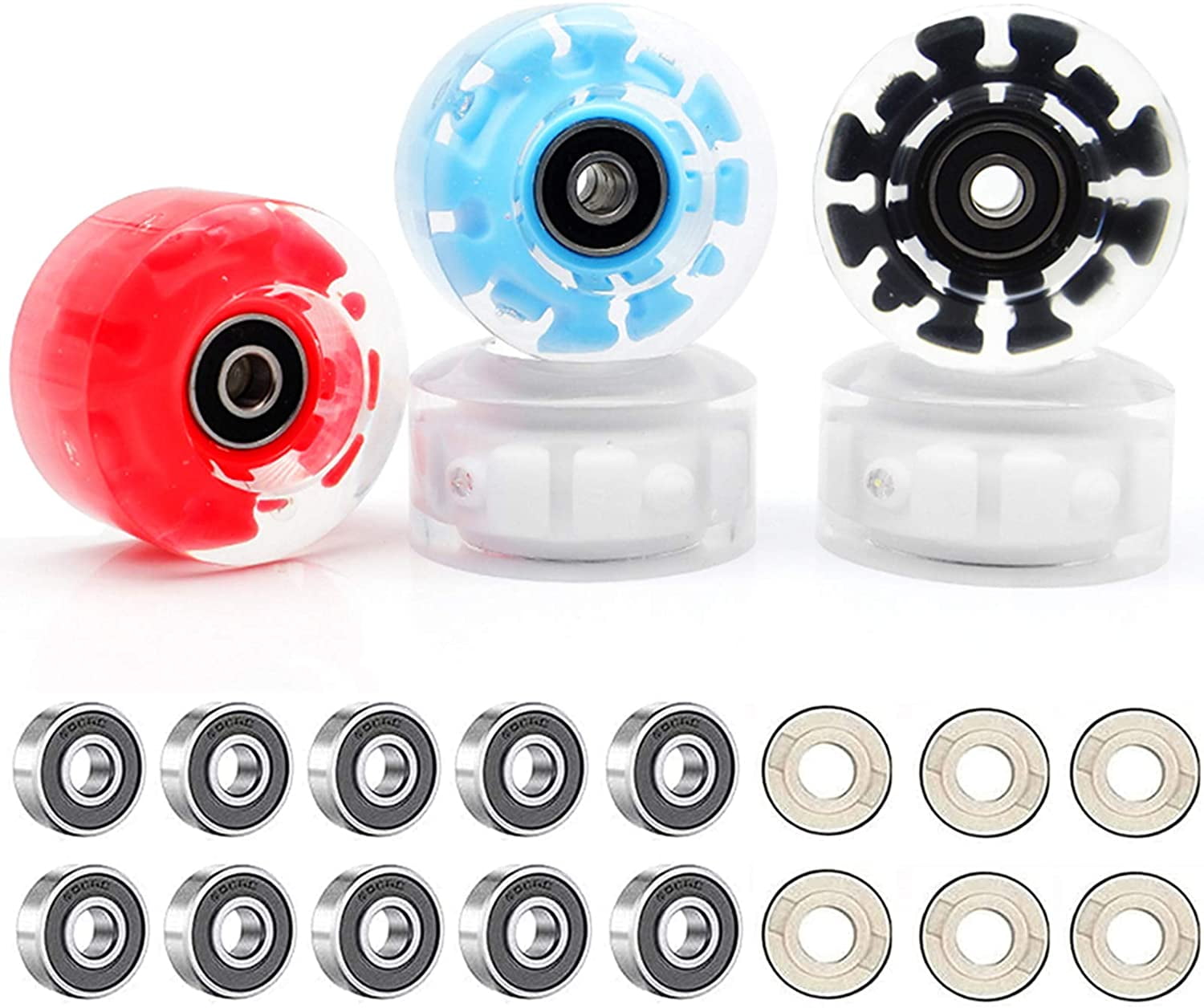 Details about   4PC Luminous Light Up Quad Roller Skate Wheels with BankRoll Bearings Installed 