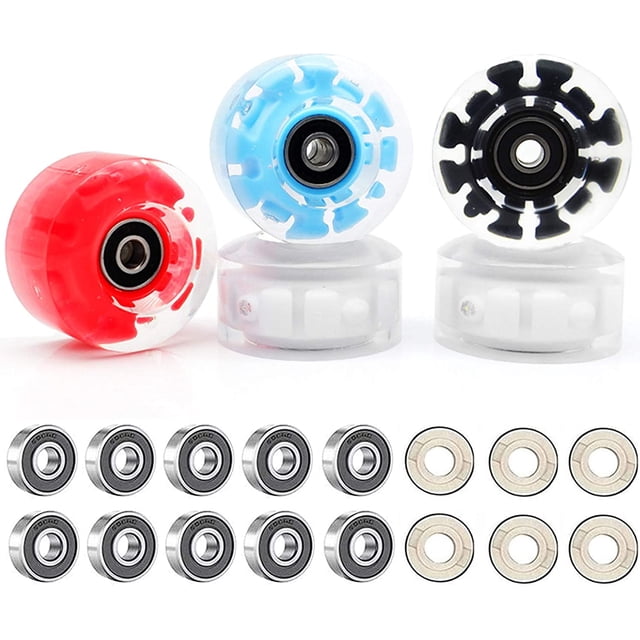 Roues Lumineuses Lumineuses pour Patins à Roulettes Quad avec Roulements de Banque Installés, Lot de 4 - Roues Pop pour Patins à Roulettes Quad 32 mm x 58 mm (Rouge)