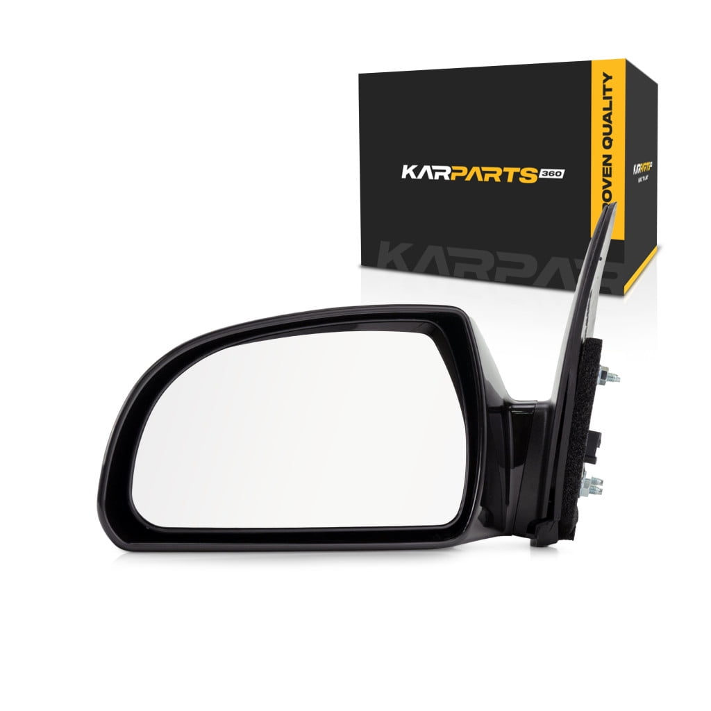 Hyundai Sonata 2006-2010 Driver Side Door Mirror - Power Heated Gloss Black, Non-Folding, OEM 876100A000