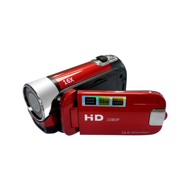 Videocámara Portátil para niños Injueey con cámara de video digital HD 16X pantalla LCD roja