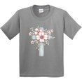 thumbnail image 3 of Inktastic Easter Cross Floral Youth T-Shirt, 3 of 5