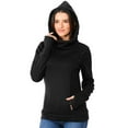 thumbnail image 5 of Ltctricy Women's Maternity Sweatshirts Long Sleeve Turtleneck Side Zip Pullover Hoodies Fall Winter Pregnancy Clothes with Pockets(Black,Medium), 5 of 7