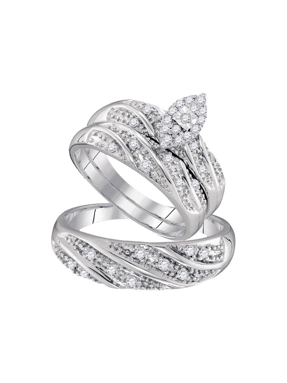 Details about   14K White Gold Finish Round Cut Diamond Ladie's Engagement & Wedding Bridal Set 