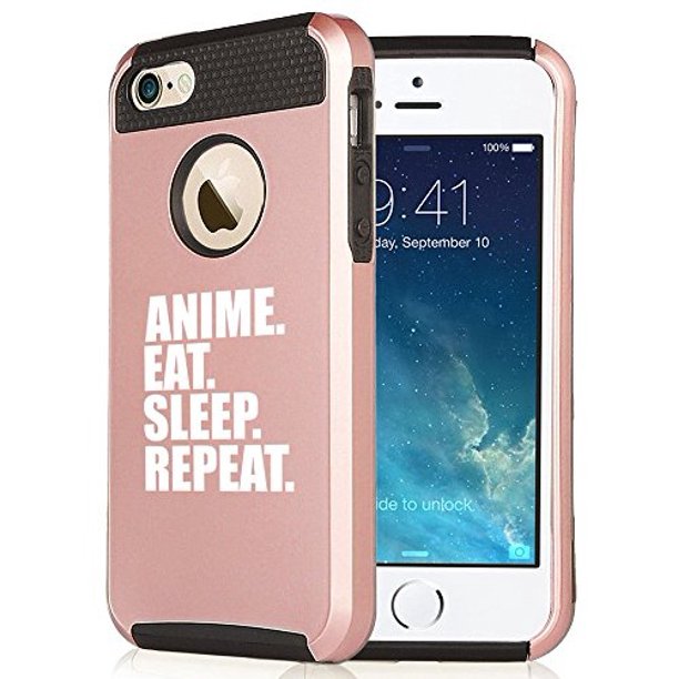 For Apple Iphone 6 6s Shockproof Impact Hard Soft Case Cover Anime Eat Sleep Repeat Rose Gold Black Walmart Com Walmart Com