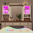 thumbnail image 2 of EnHomee Vanity Set with Mirror and Lights Farmhouse Vanity Desk with 5 Drawers & 2 Storage Cabinets Makeup Vanity Table with Lighted Mirror,White, 2 of 9