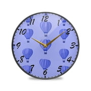 Round Clock Wall Clock Decorative Clock 9.5" Sizes Clock Blue Hot Air Balloons