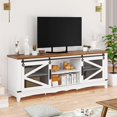 thumbnail image 7 of Farmhouse TV Stand 75 Inch Entertainment Center White TV Console Modern Media Furniture Wood TV Console Cabinet with Sliding Barn Door and Adjustable Shelf for Living Room Bedroom, 7 of 7
