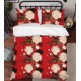 thumbnail image 2 of 3D Dibujado a mano Rojo Floral Funda de edredón Set Ropa de cama Set Funda de edredón Fundas de almohada, 2 of 3