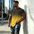 thumbnail image 4 of OIOLOYJM T-Shirts For Men Gradient Crew Neck Short Sleeve Summer Casual Tees Tops Loose Fit Breathable Basic Athletic T Shirt Yellow XL, 4 of 5