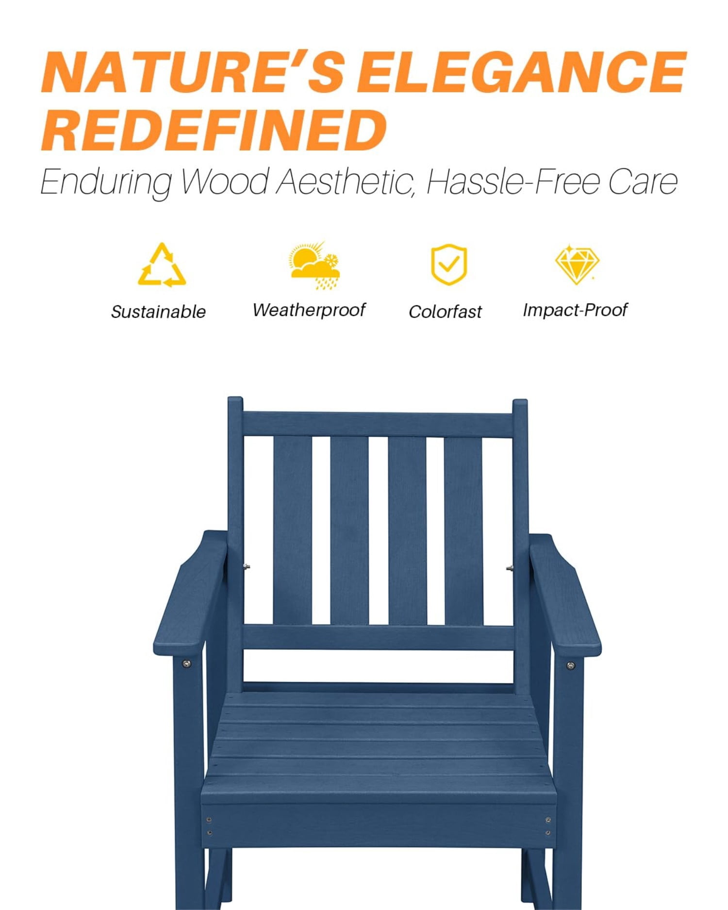 HDPE Dining Chair Set of 4, All Weather Outdoor Dining Chairs with Ergonomic Backrest, Heavy Duty Patio Chairs for Backyard, Garden, Poolside, Deck, Navy