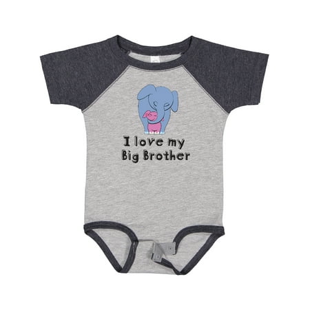 

Inktastic I Love My Big Brother Elephant Blue Pink Gift Baby Girl Bodysuit