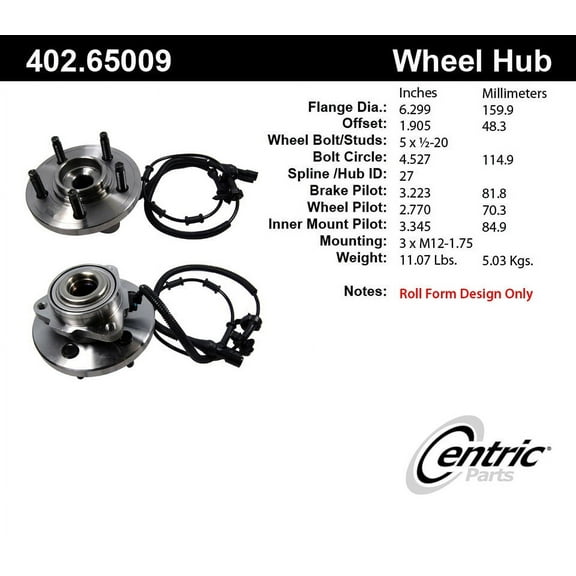 CENTRIC PARTS - HUB ASSEMBLY Fits select: 2002-2005 FORD EXPLORER, 2002-2005 MERCURY MOUNTAINEER