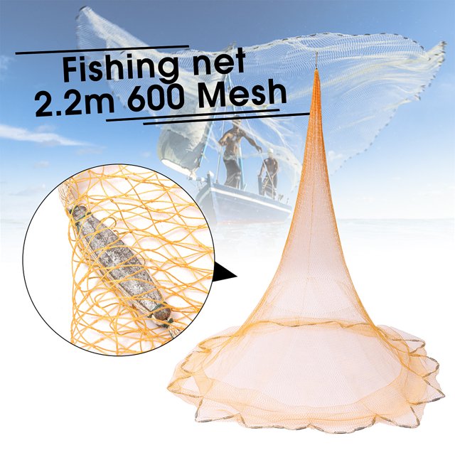 86.6" Nylon Fishing Gill Net Fishing Monofilament Hand Casting Tackle 600 Mesh for Fishermen