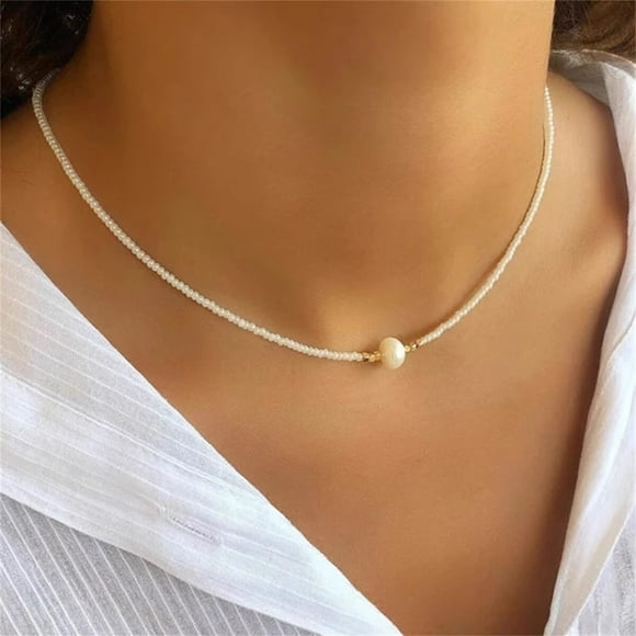 Clearance! Himery Necklaces for Women Freshwater Pearl Choker Necklace Charm Freshwater Pearl Necklace Rice Bead Beaded Necklace Freshwater Pearl Necklace Pendant for Women Gifts Jewelry White