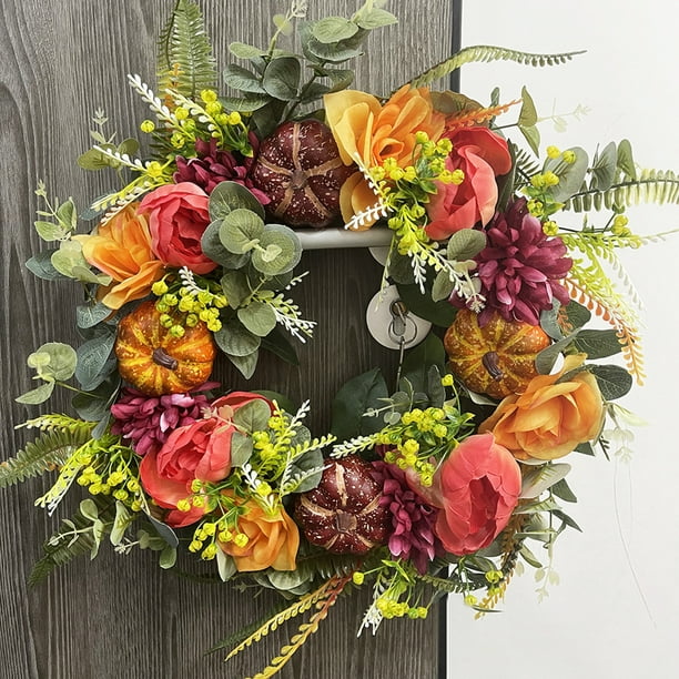 Fall Peony and Pumpkin Wreath - Year Round Wreath, Artificial Fall Wreath, Autumn Front Door Wreath Thanksgiving Wreath for Home Farmhouse Decor and