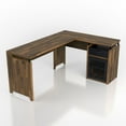 thumbnail image 3 of Deandre 1-Drawer and 2-Shelf Wood L-Shaped Desk, Light Hickory, 3 of 10