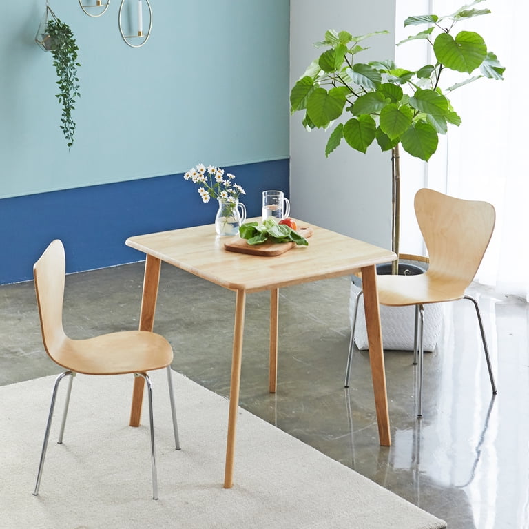 Set Of 2 Mid-Century Modern Dining Chairs – Stackable Bentwood Design With Steel Legs