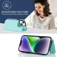 thumbnail image 5 of Nalacover Case for iPhone 14 Plus Card Holder Wallet Case, RFID Blocking Luxury PU Leather Fashion Back Flip Cover with Kickstand Magnetic Buttons Shockproof Case for iPhone 14 Plus, Mint, 5 of 7