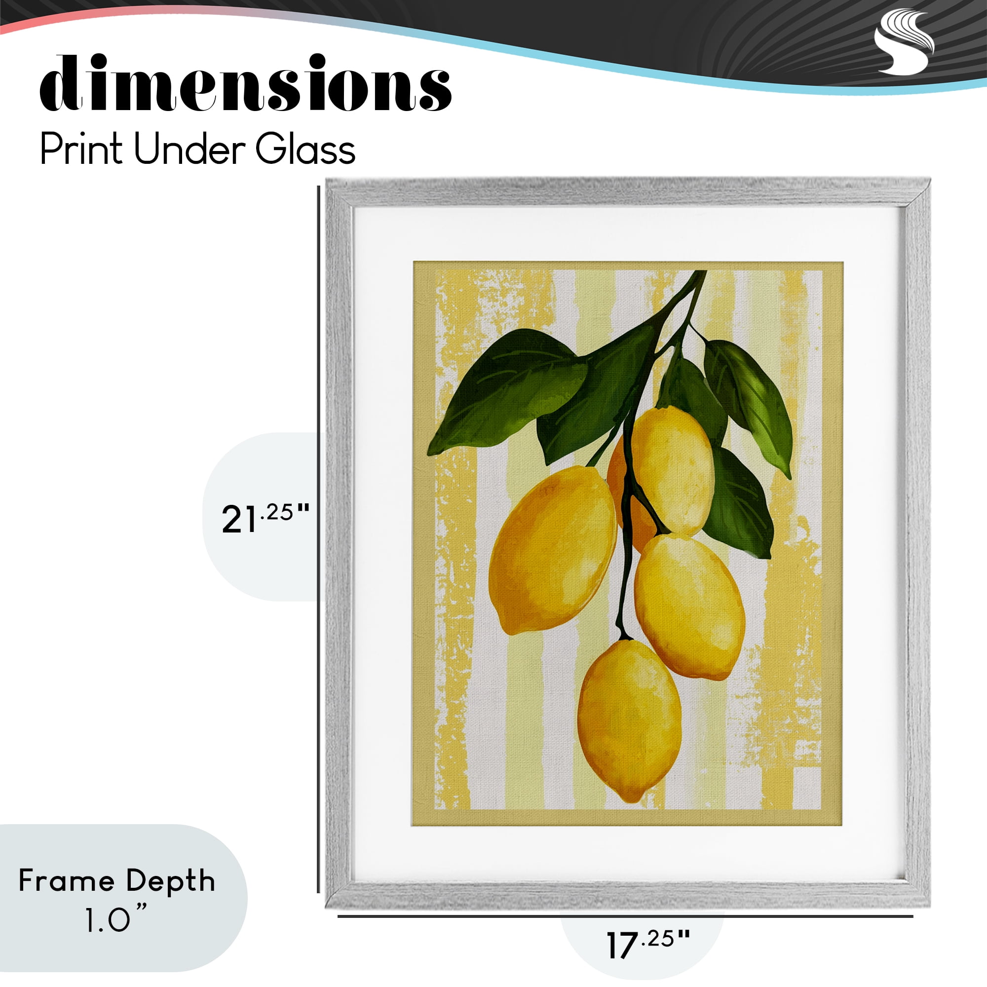 Stupell Industries Lemons on Green Branch Gray Framed Print Under Glass, design by Yen