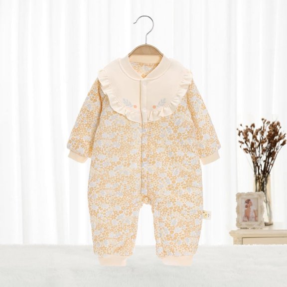 Yidarton Baby's Cotton-padded Jumpsuit Spring And Autumn Casual Clothes Baby's Long-sleeved Jumpsuit Baby's Autumn And Winter Thin Cotton Ha Clothes 90cm