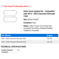 thumbnail image 2 of Valve Cover Gasket Set - Compatible with 2014 - 2022 Chevy Silverado 1500 2015 2016 2017 2018 2019 2020 2021, 2 of 2