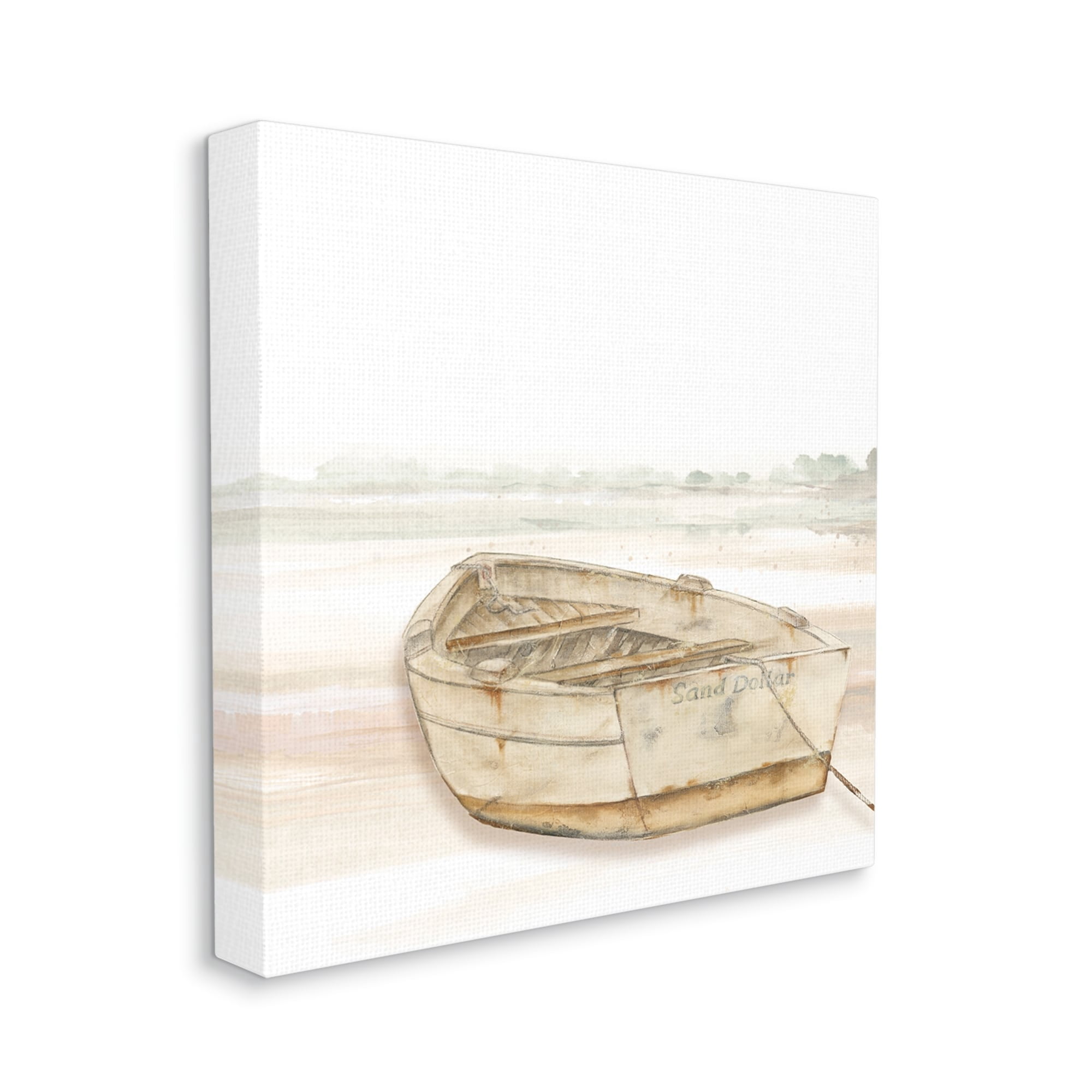 Stupell Industries Sand Dollar Logged Rowboat Ready to Sail Horizon,24 x 24, Design by Patricia Pinto