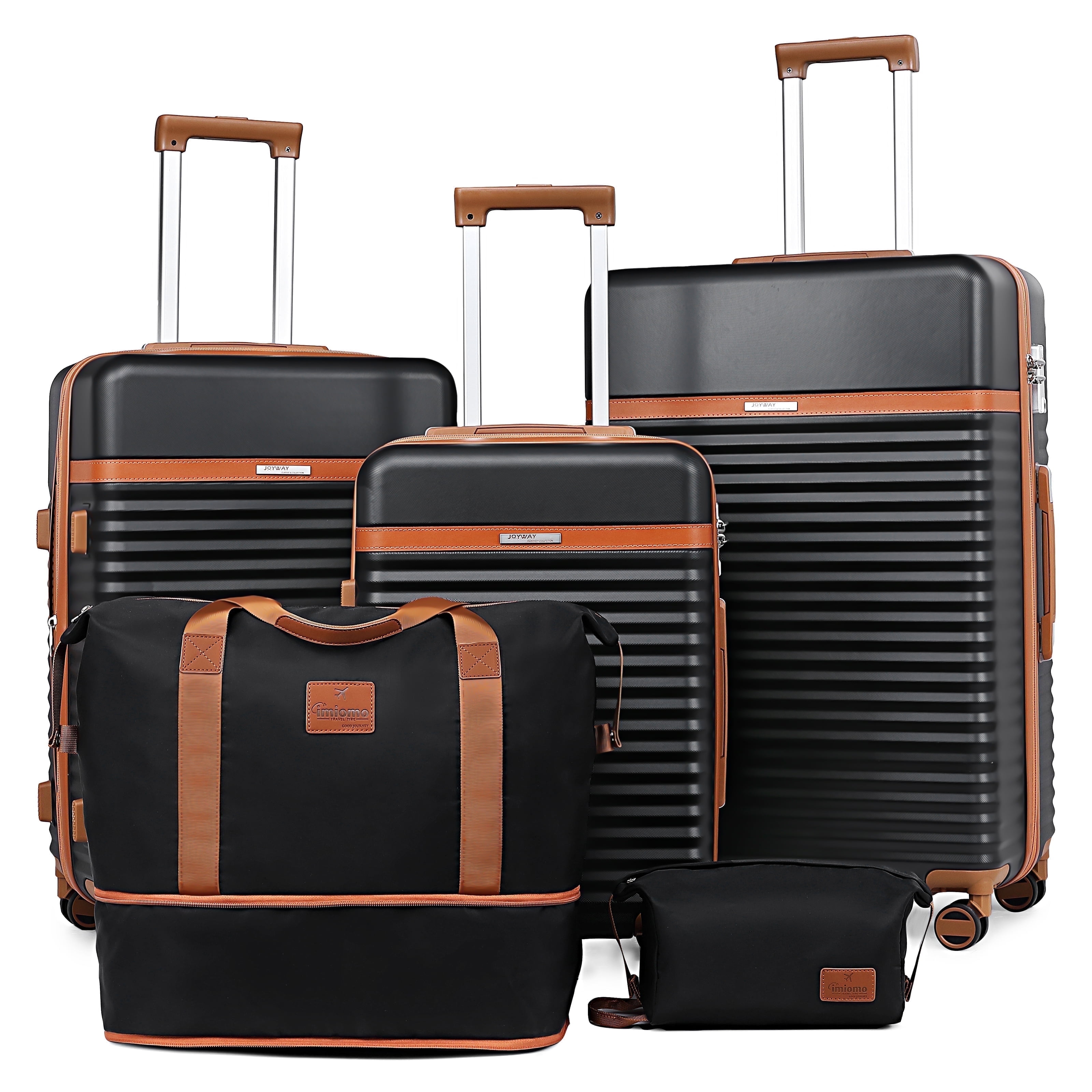 Joyway 5-Piece Luggage Set ABS Hardshell Spinner Suitcase with TSA Lock(Expandable 20"and 24" Carry-On)28"Checked Luggage-Black