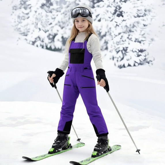 Girls Insulated Bib Overalls Winter Ski Pants For Outdoor Cold Weather Activities And Play Pants For Outdoor Winter Sports